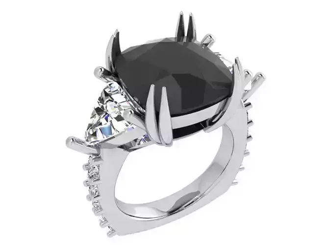 Chain  style black stone diamond ring 3533 3D print model 