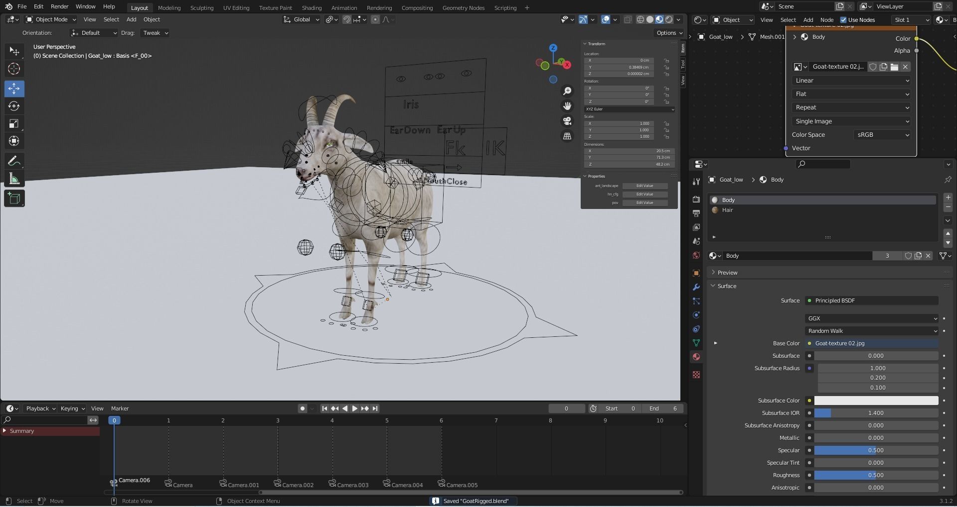 Fur Goat 02 Rigged and Animation in Blender Low-poly 3D model_19