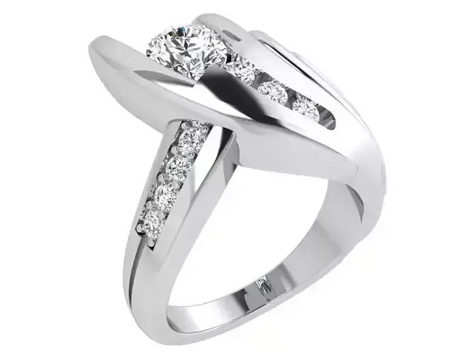 Leaf diamond ring 3534 3D print model 