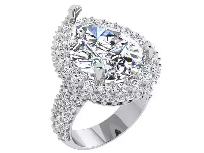 Bright pear diamond ring  3535 3D print model 