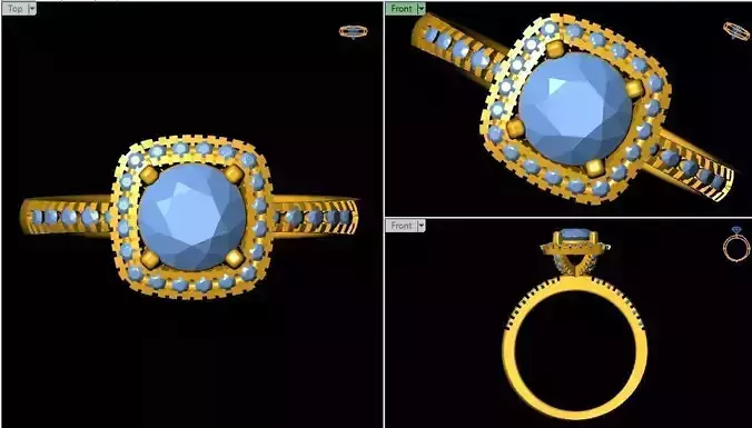 Halo Diamond Ring 3d Model