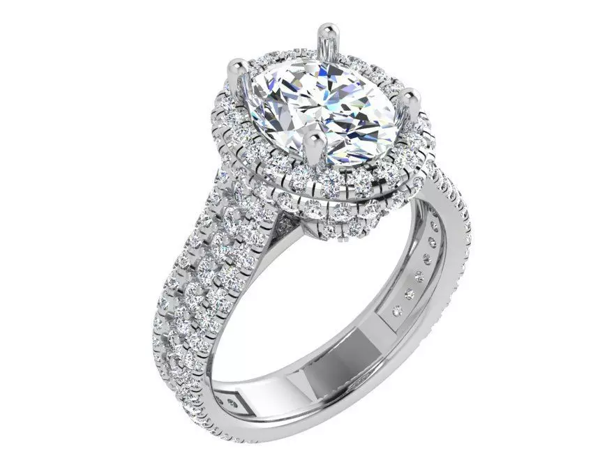 Cushion Halo Cathedral Twisted Ring 3537 3D print model 3D print model_0