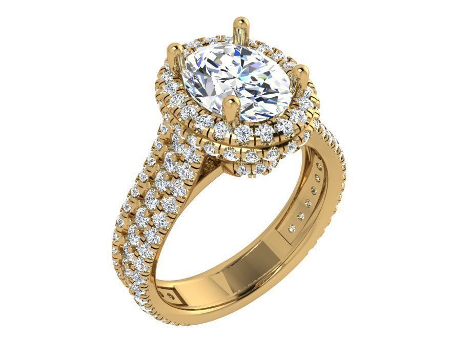 Cushion Halo Cathedral Twisted Ring 3537 3D print model 3D print model_1