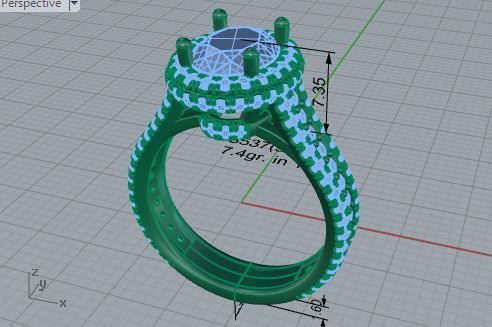 Cushion Halo Cathedral Twisted Ring 3537 3D print model 3D print model_7
