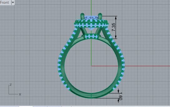 Cushion Halo Cathedral Twisted Ring 3537 3D print model 3D print model_5