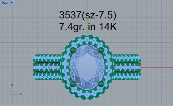 Cushion Halo Cathedral Twisted Ring 3537 3D print model 3D print model_4