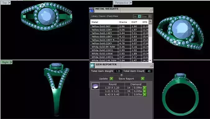Halo Diamond Ring 3d Model