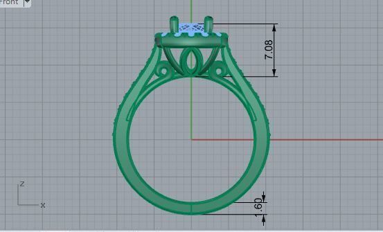 Square diamond ring 3538 3D print model 3D print model_5