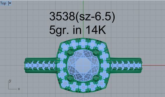 Square diamond ring 3538 3D print model 3D print model_4