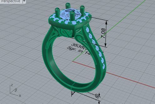 Square diamond ring 3538 3D print model 3D print model_7
