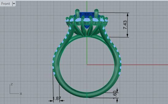 Oval blue stone diamond ring 3539 3D print model  3D print model_5