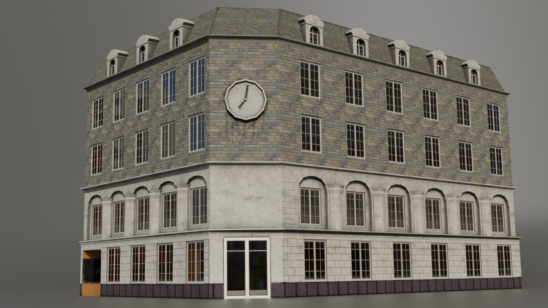 Classic European Building low poly Low-poly 3D model_5