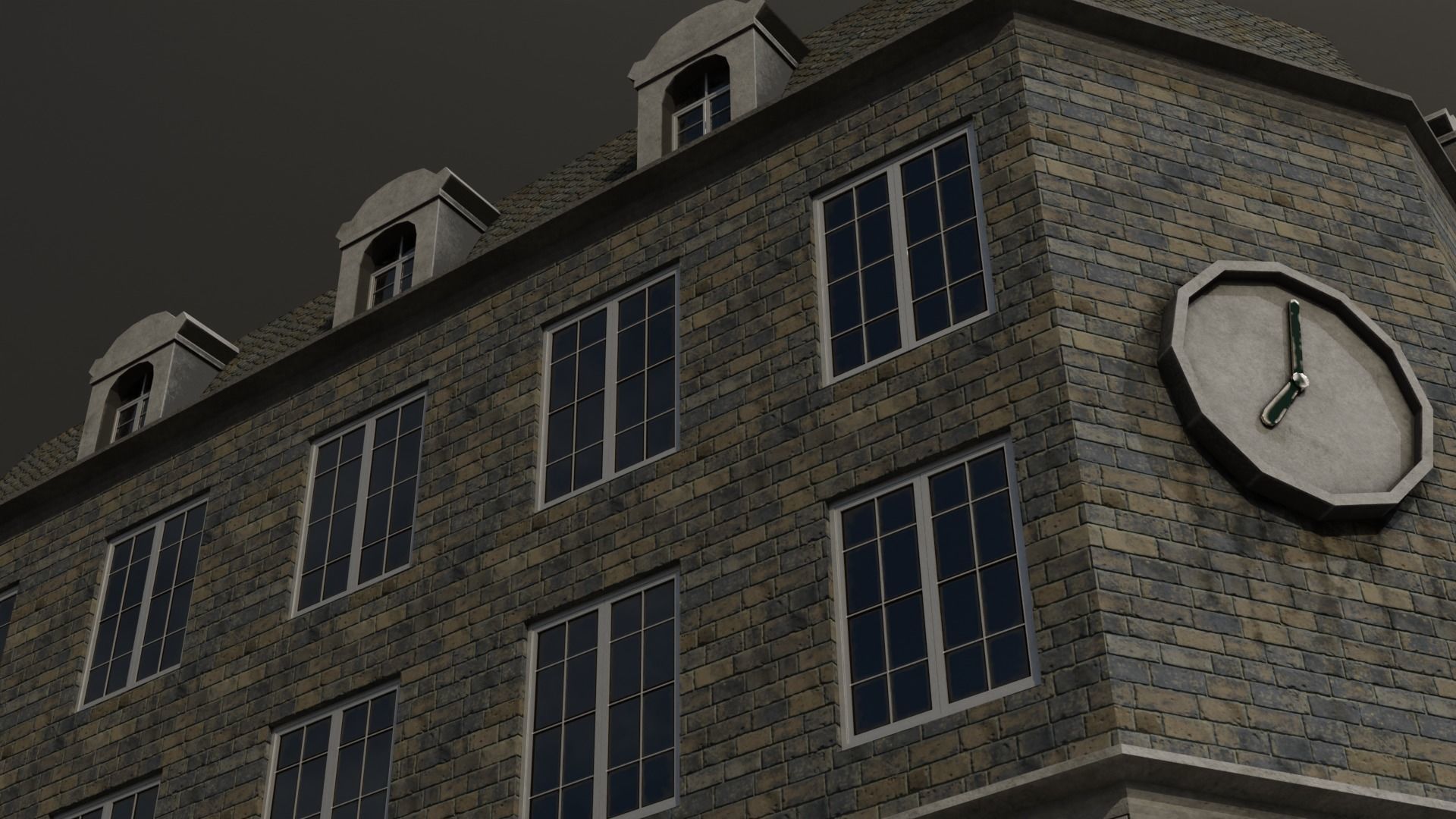 Classic European Building low poly Low-poly 3D model_7