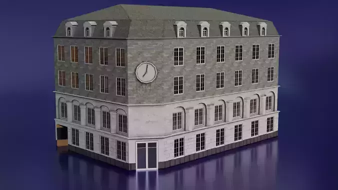 Classic European Building low poly Low-poly 3D model Classic European Building low poly Low-poly 3D model