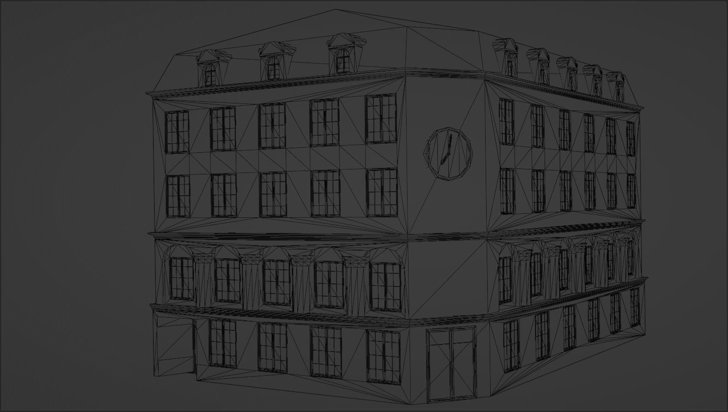 Classic European Building low poly Low-poly 3D model_4