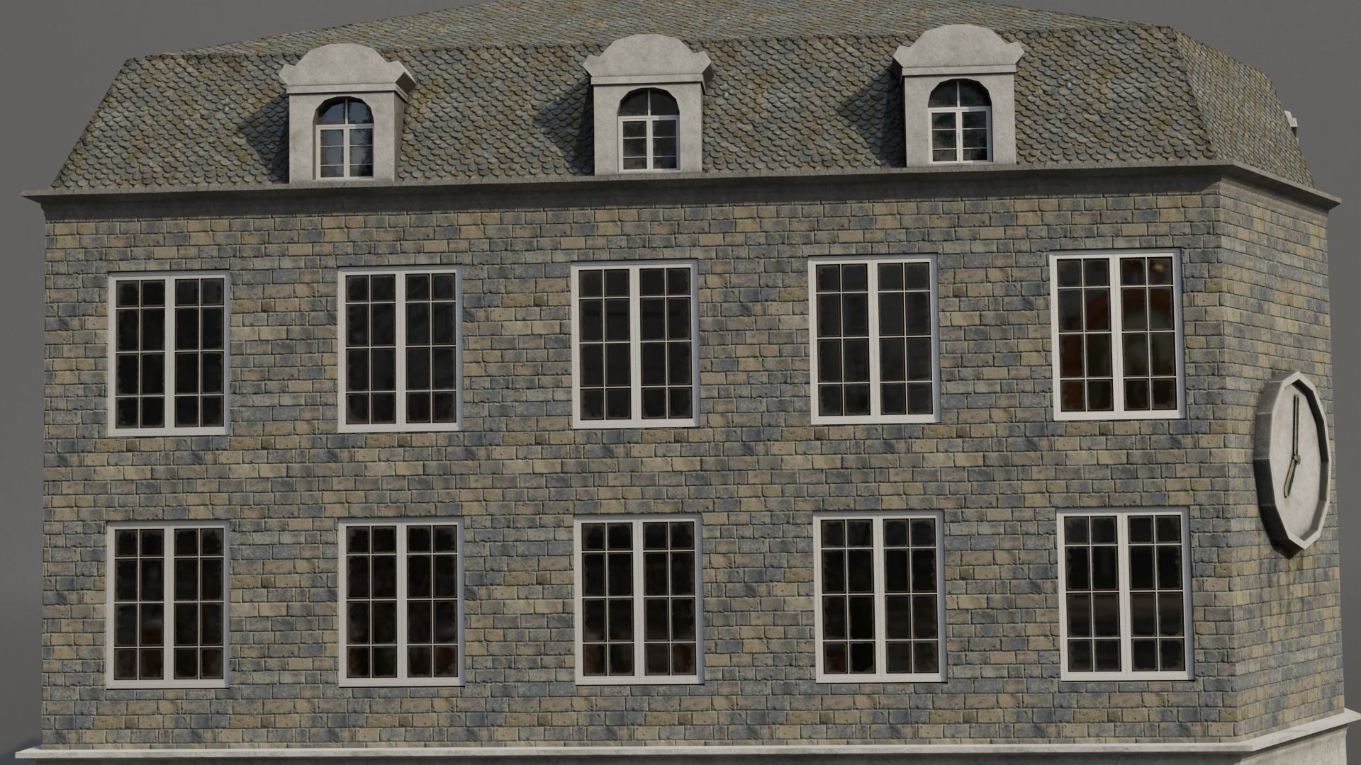 Classic European Building low poly Low-poly 3D model_10