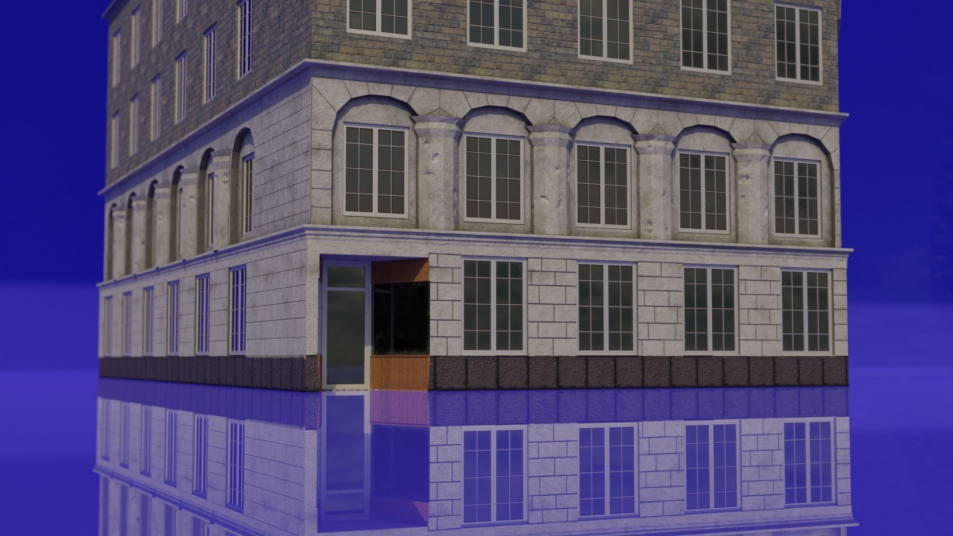 Classic European Building low poly Low-poly 3D model_13