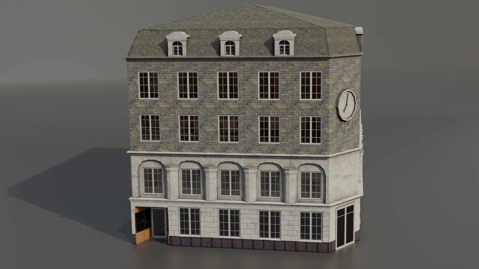 Classic European Building low poly Low-poly 3D model_11