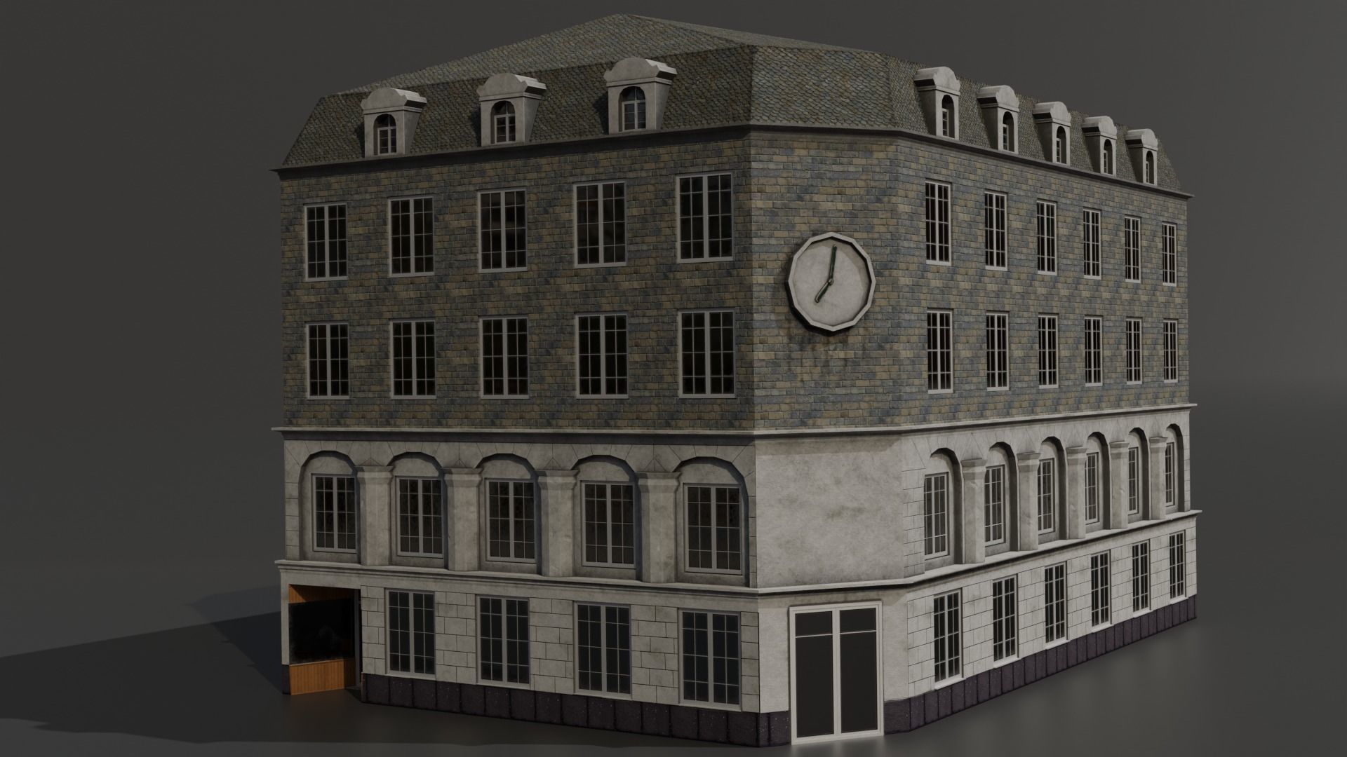 Classic European Building low poly Low-poly 3D model_9