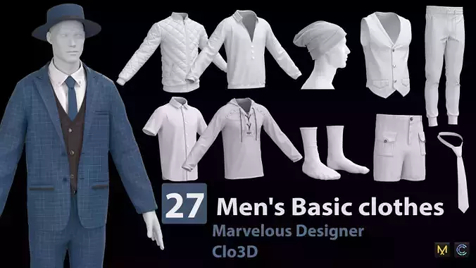 27  Men basic clothes 3D model
