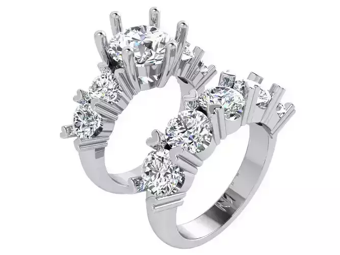 5-Stone diamond ring with band 3544 3D print model 
