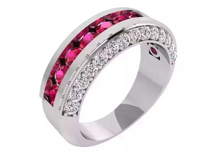 White and pink stone round diamond ring 3549 3D print model 
