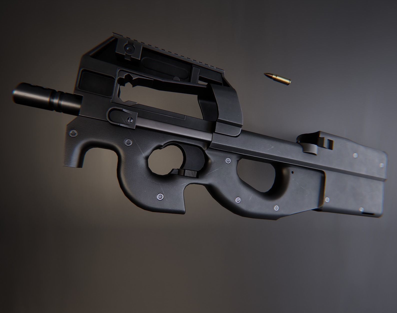 AAA P90 Game Ready PBR Low-poly 3D model_12