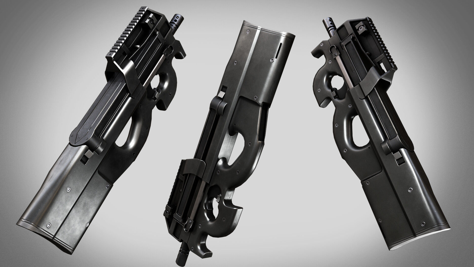 AAA P90 Game Ready PBR Low-poly 3D model_11