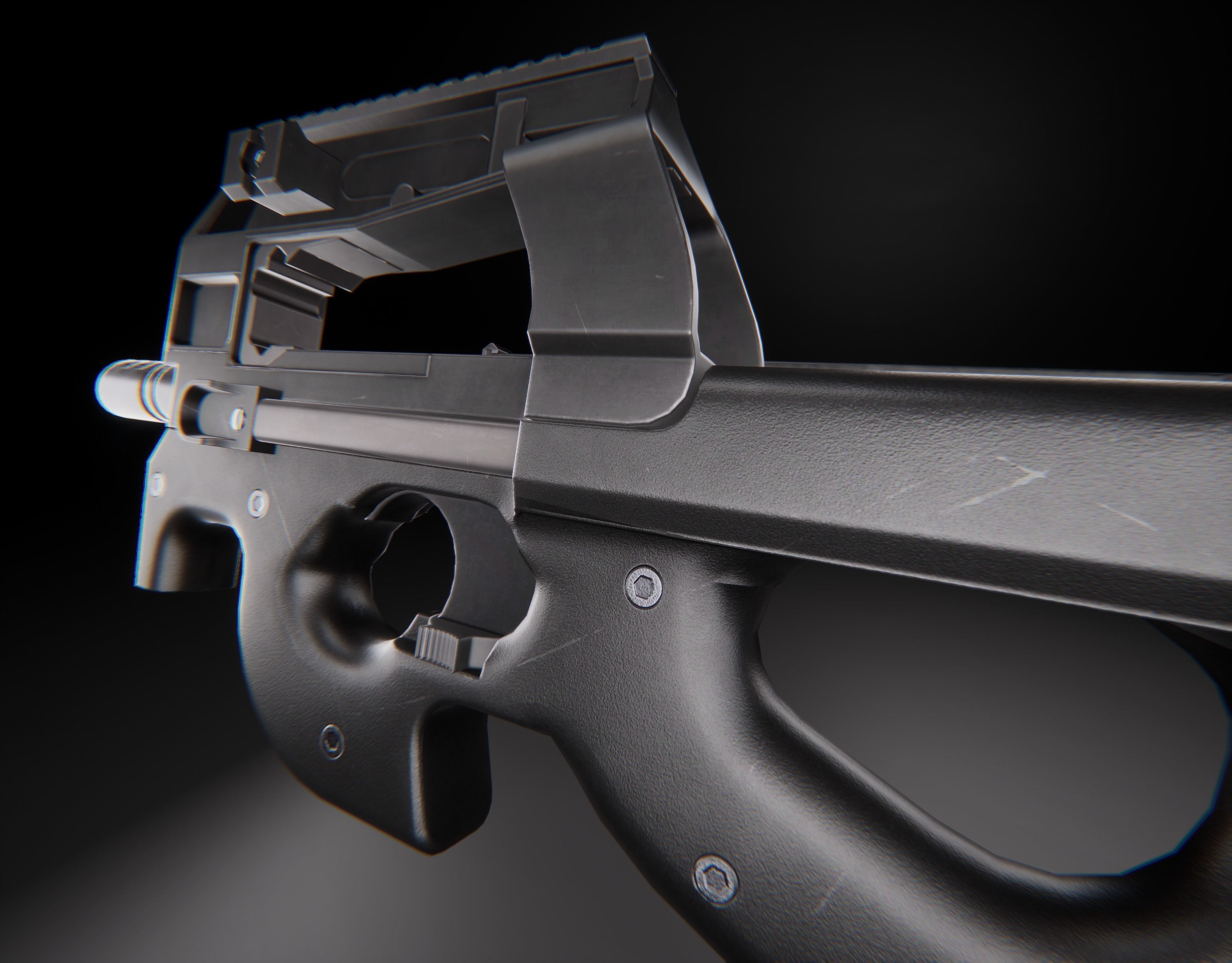 AAA P90 Game Ready PBR Low-poly 3D model_8