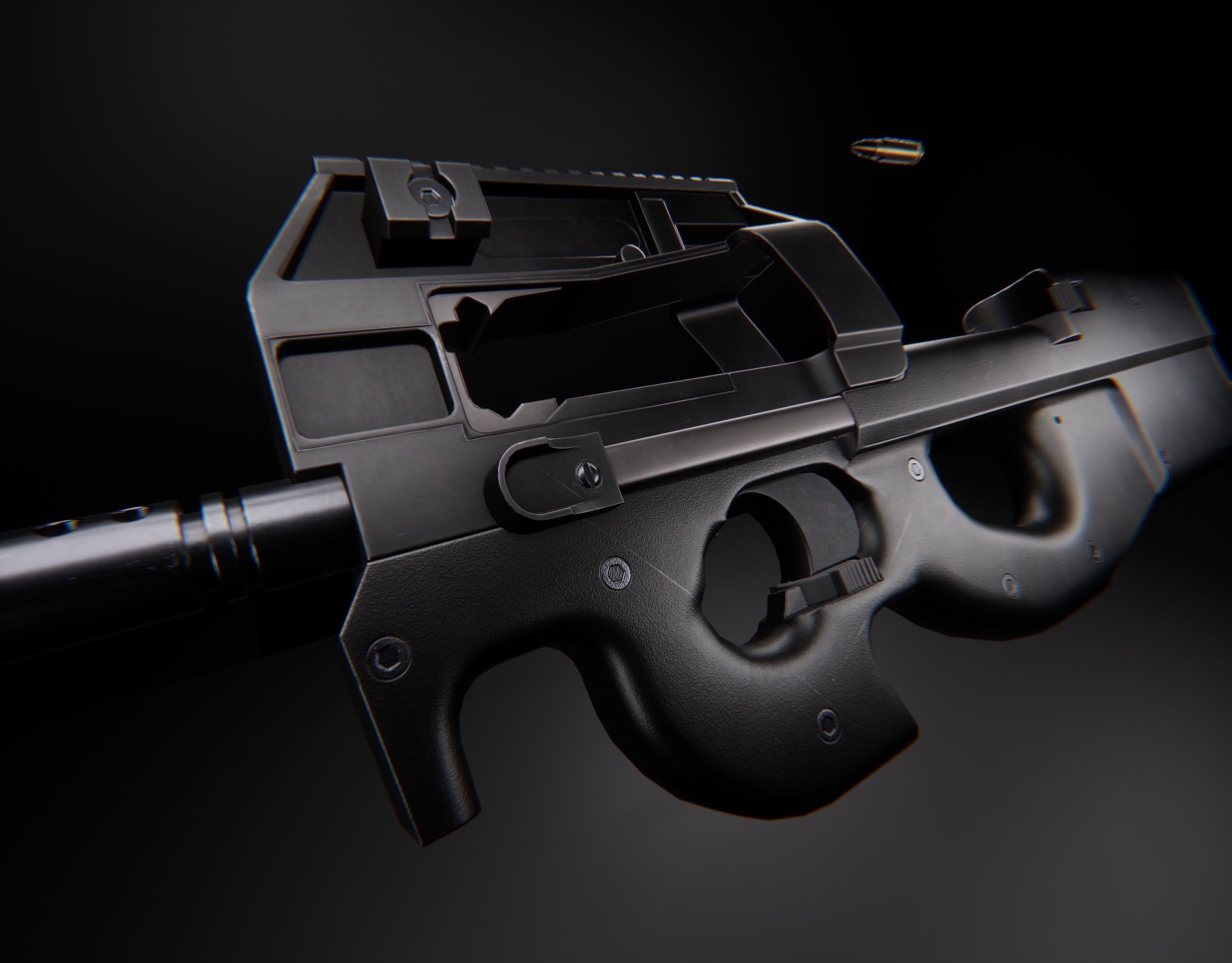 AAA P90 Game Ready PBR Low-poly 3D model_30