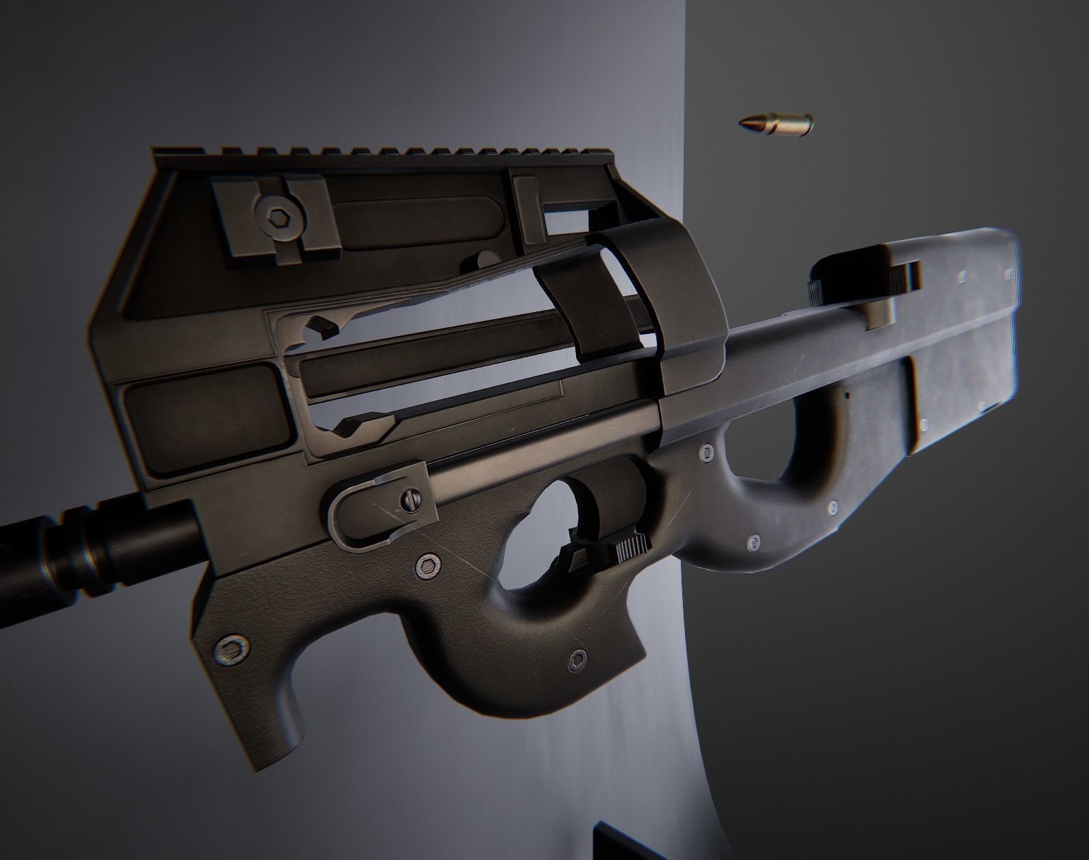 AAA P90 Game Ready PBR Low-poly 3D model_10