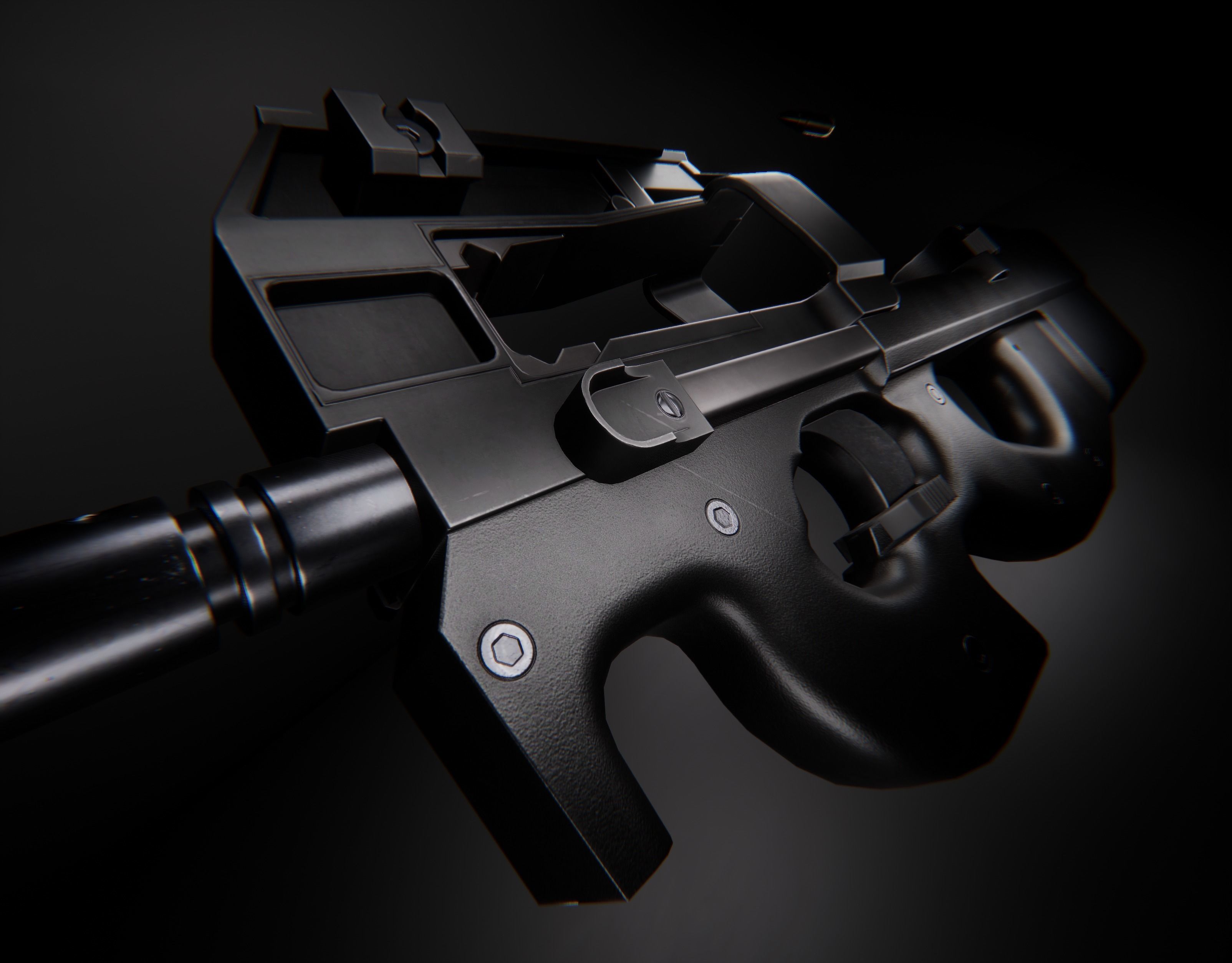 AAA P90 Game Ready PBR Low-poly 3D model_27