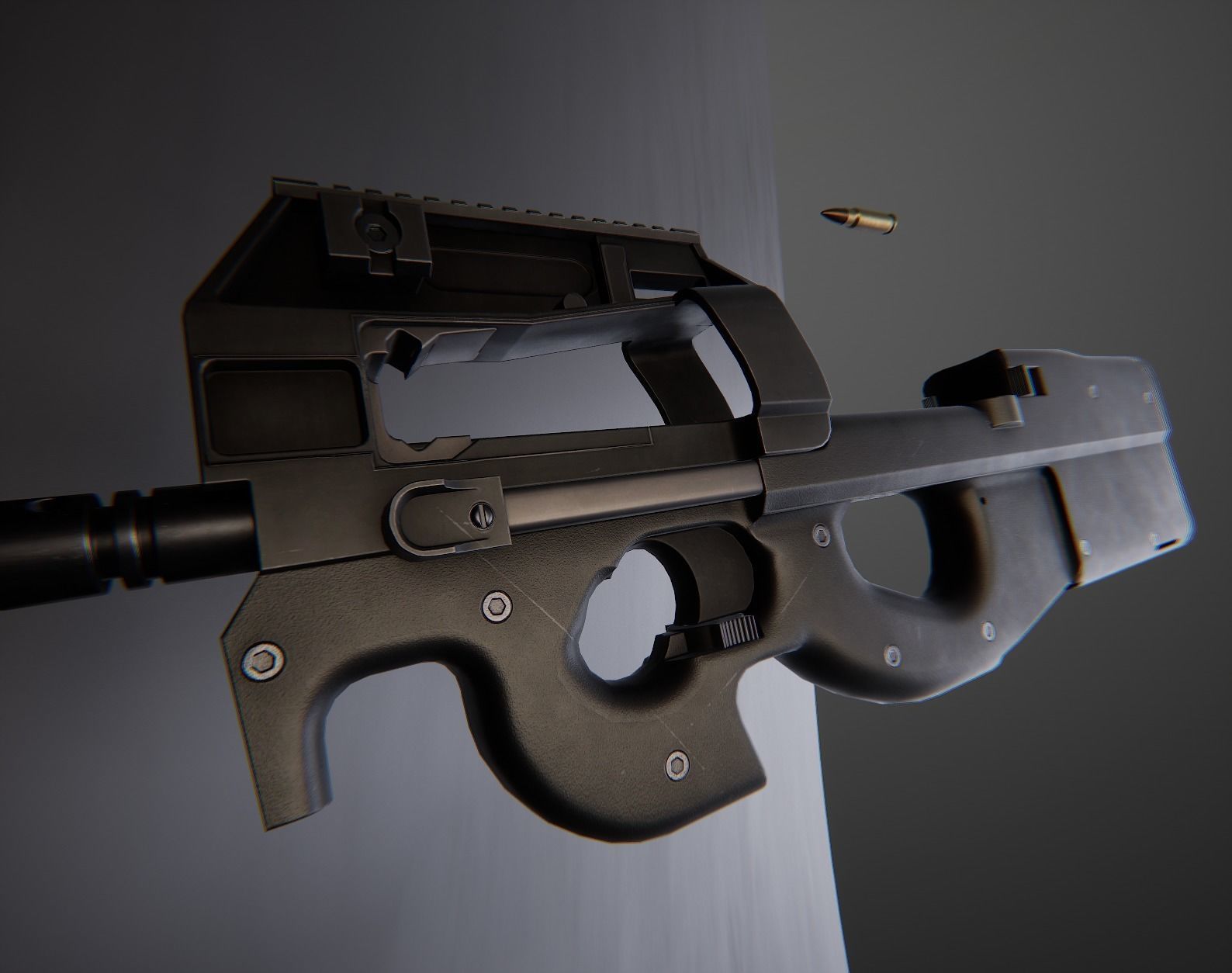 AAA P90 Game Ready PBR Low-poly 3D model_14
