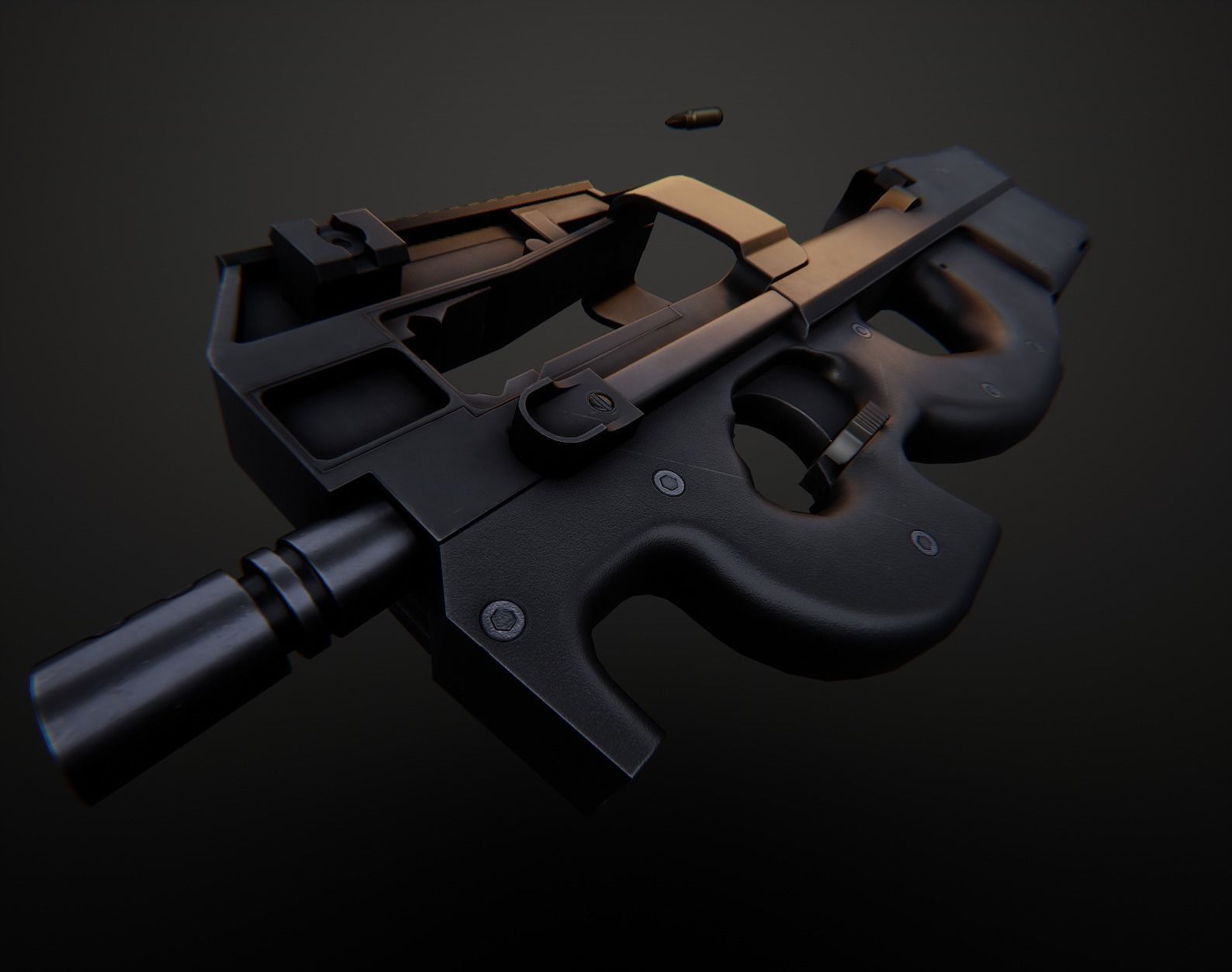 AAA P90 Game Ready PBR Low-poly 3D model_7