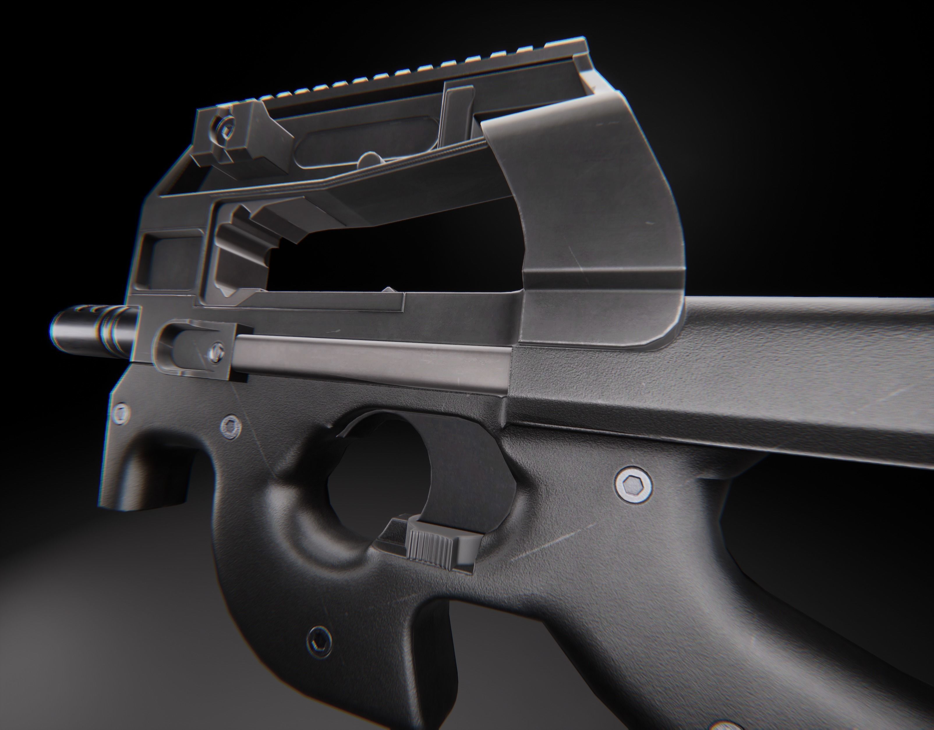 AAA P90 Game Ready PBR Low-poly 3D model_32