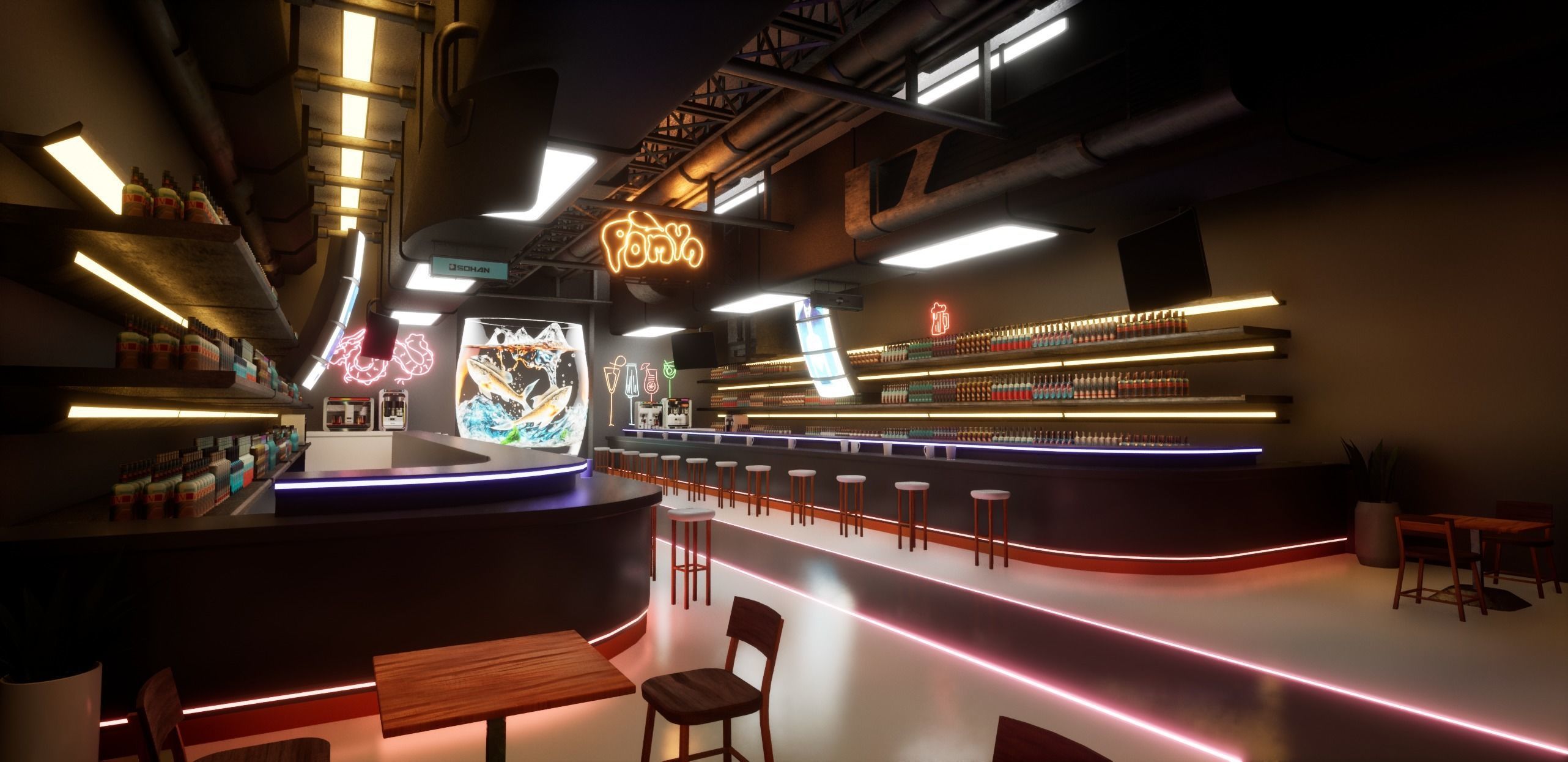 Cyberpunk Bar 3D model_8