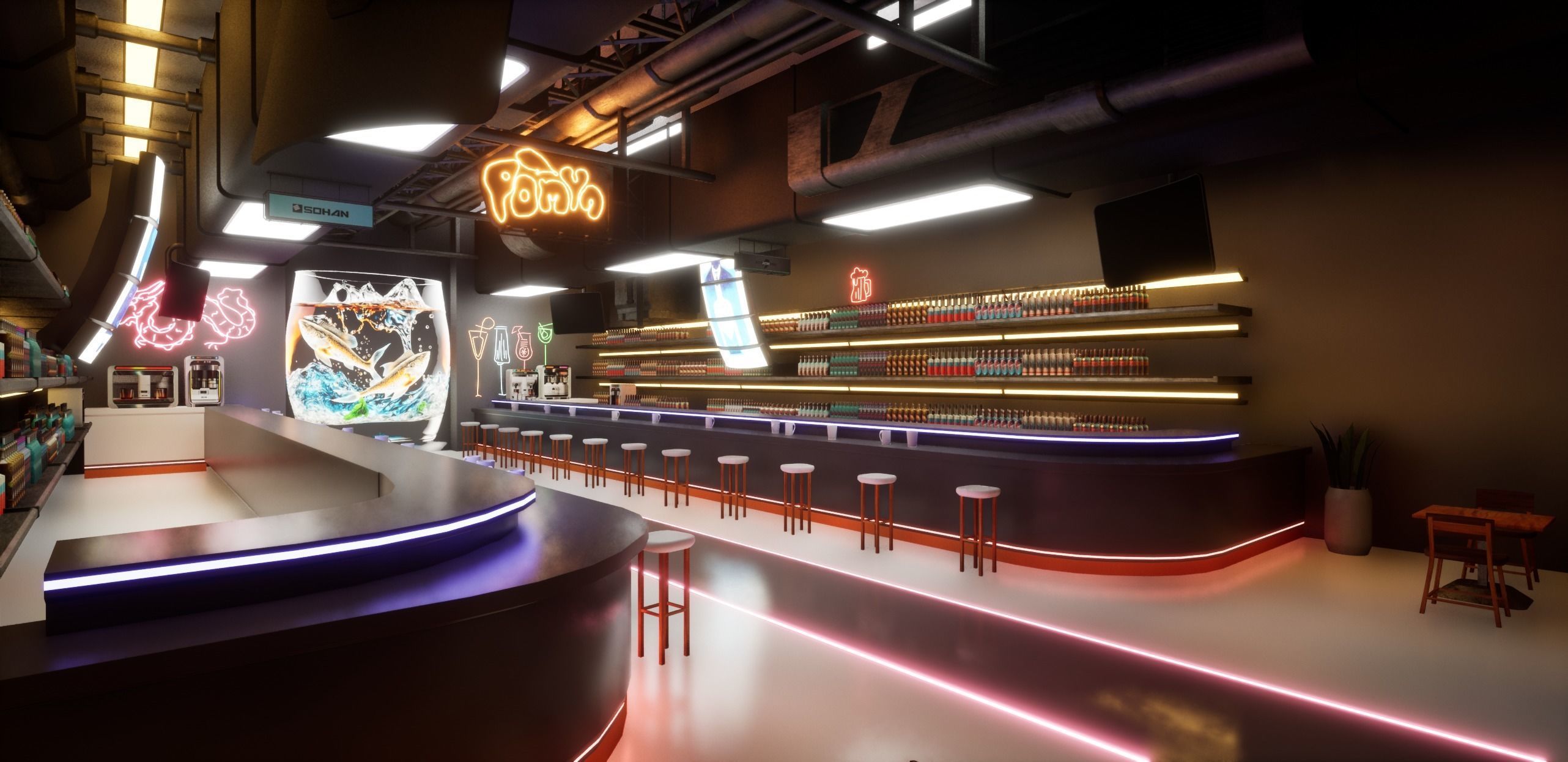 Cyberpunk Bar 3D model_2
