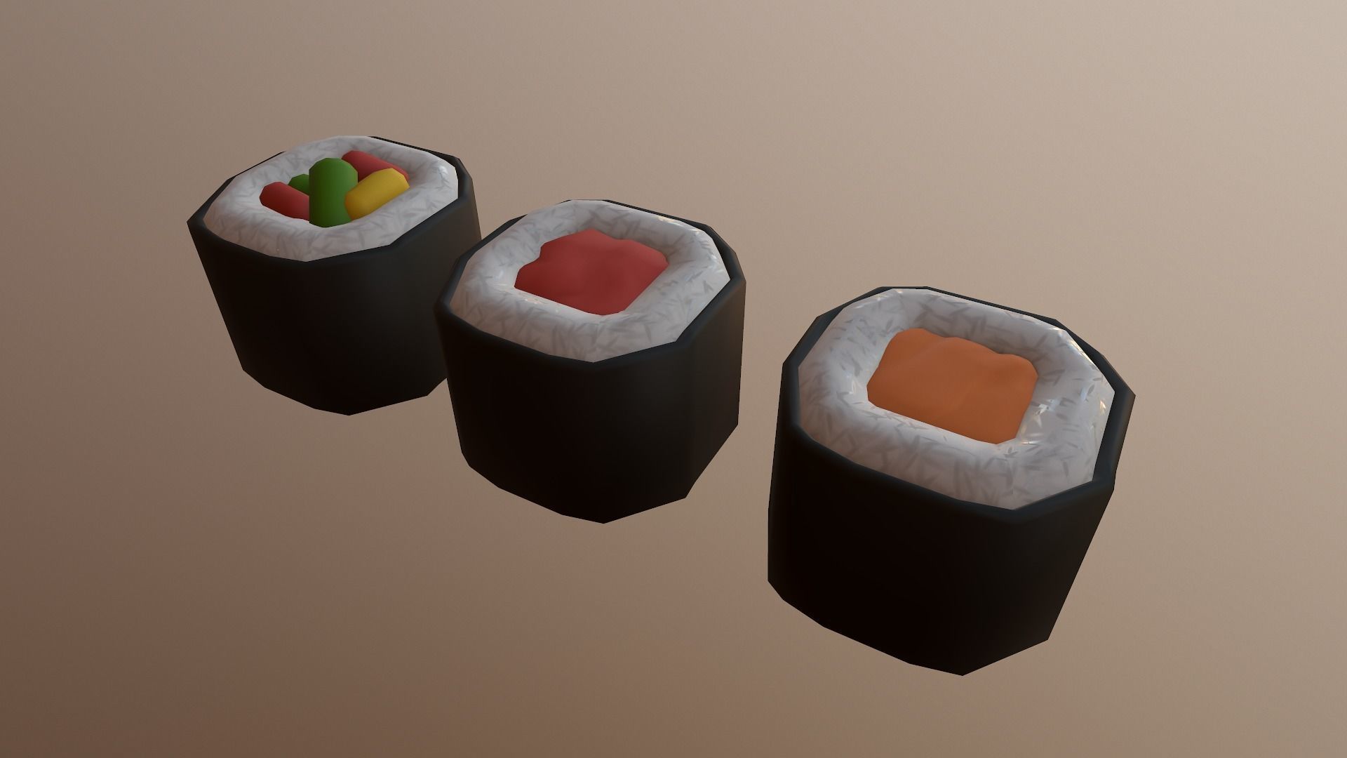 Stylized Sushi Low-poly 3D model_21