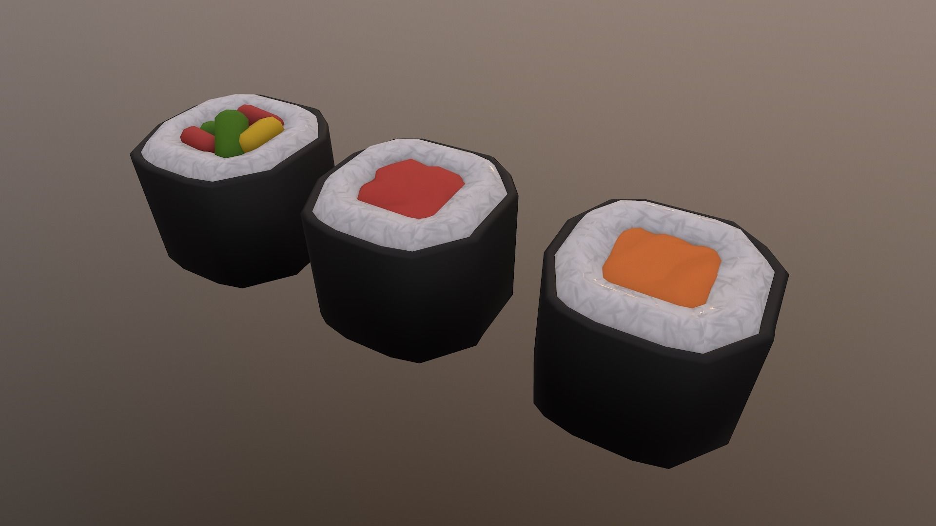 Stylized Sushi Low-poly 3D model_19