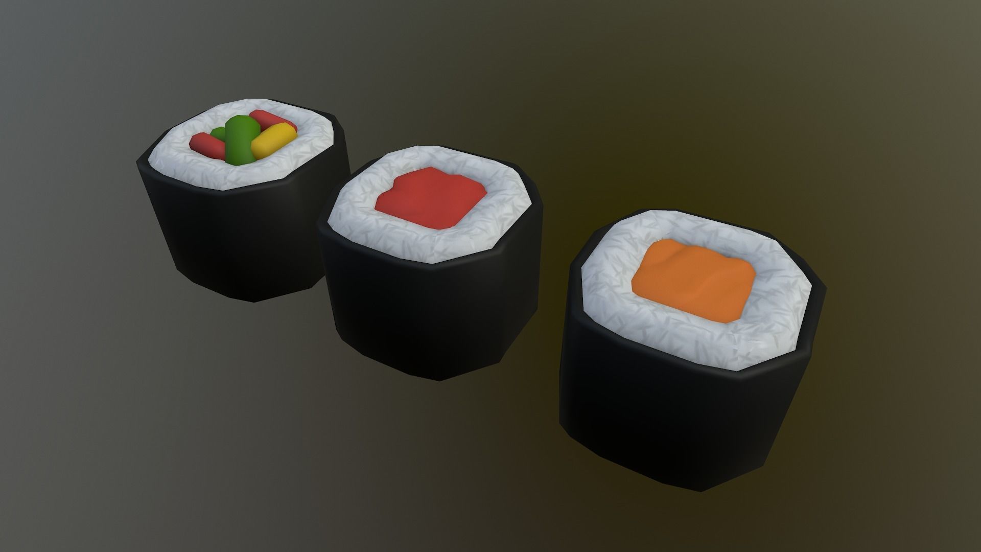 Stylized Sushi Low-poly 3D model_16
