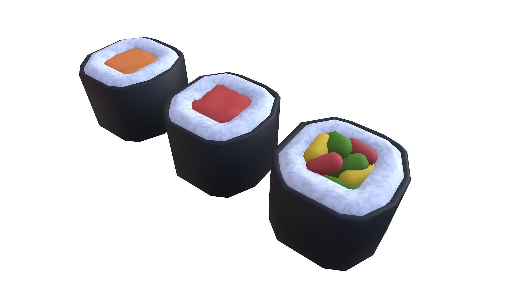 Stylized Sushi Low-poly 3D model_3