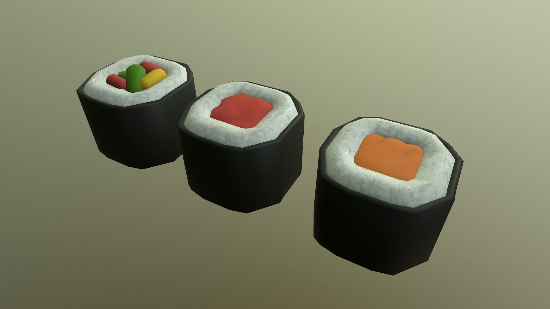 Stylized Sushi Low-poly 3D model_13