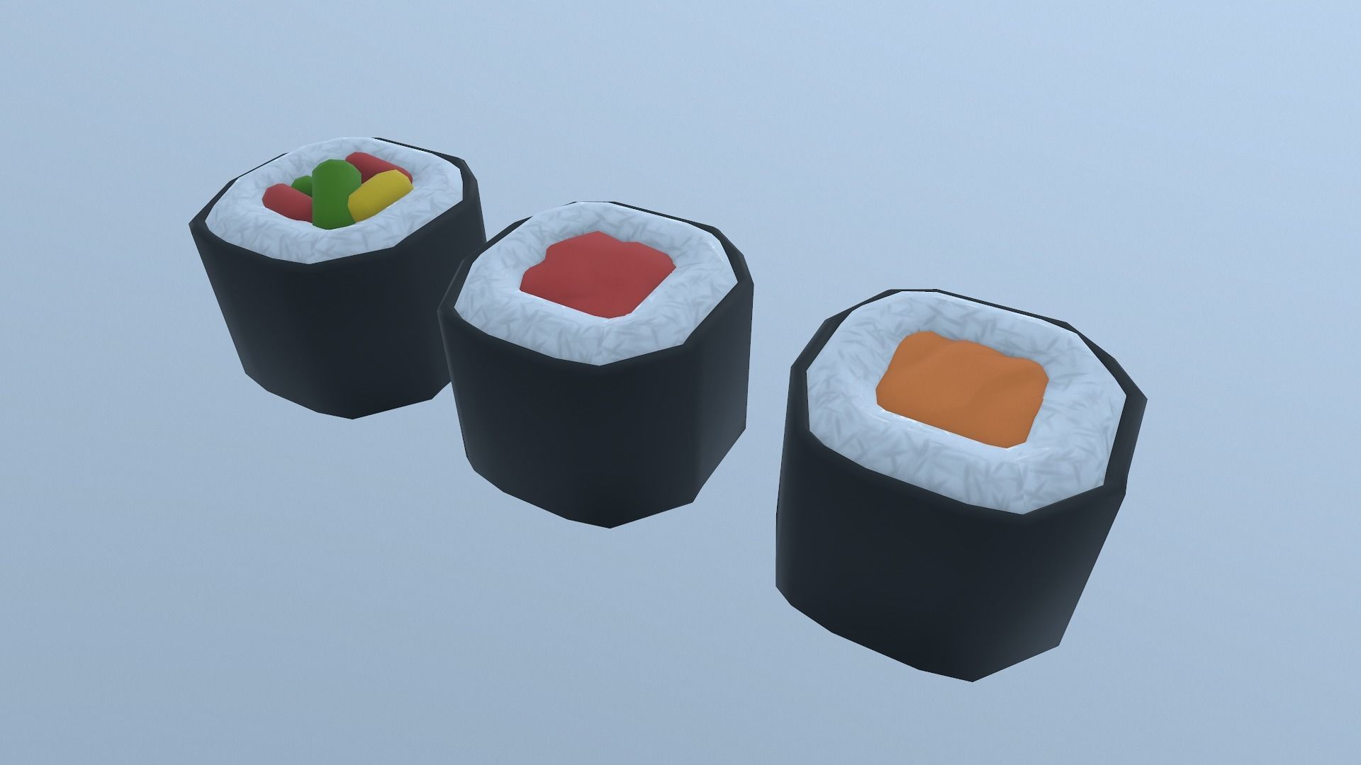Stylized Sushi Low-poly 3D model_7