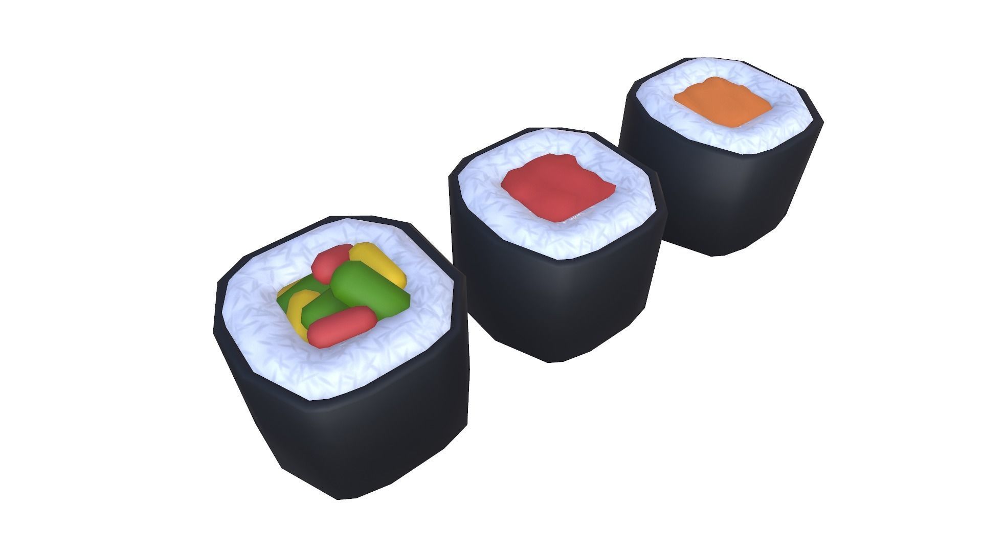 Stylized Sushi Low-poly 3D model_2