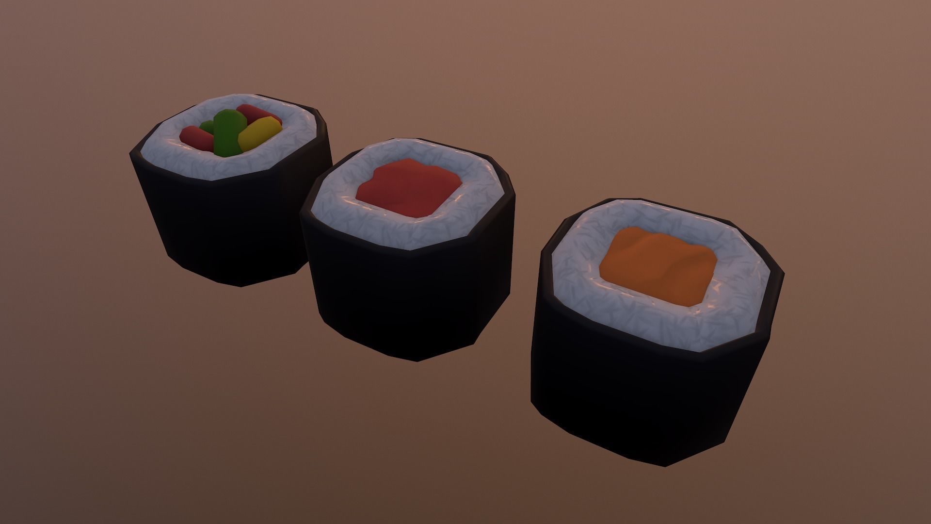 Stylized Sushi Low-poly 3D model_18