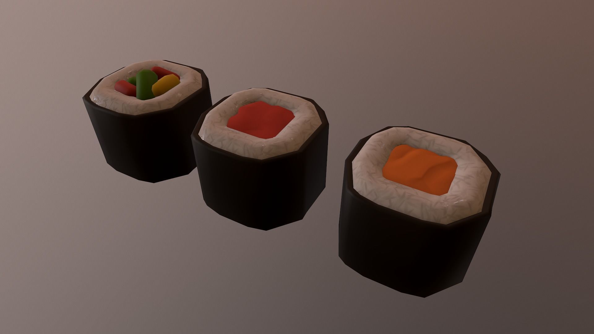 Stylized Sushi Low-poly 3D model_6