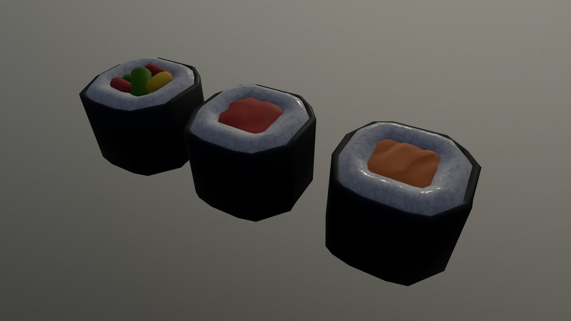 Stylized Sushi Low-poly 3D model_11