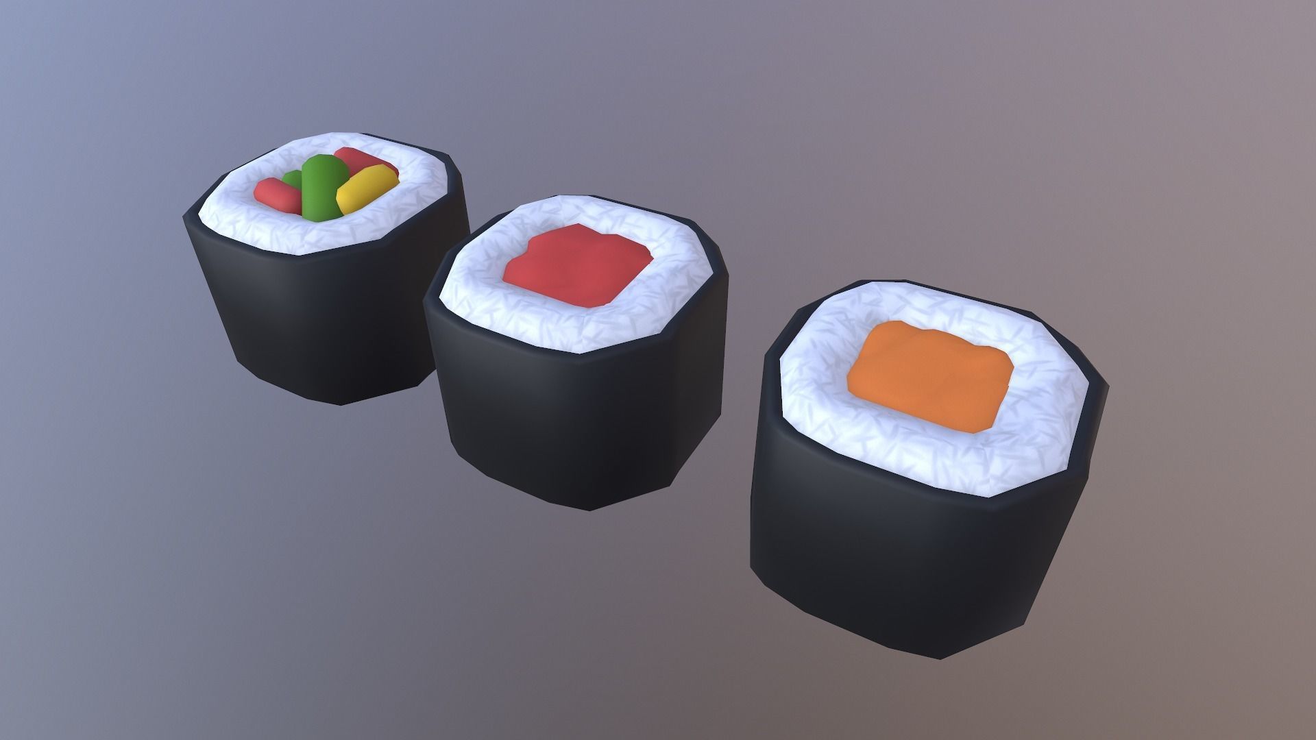 Stylized Sushi Low-poly 3D model_9