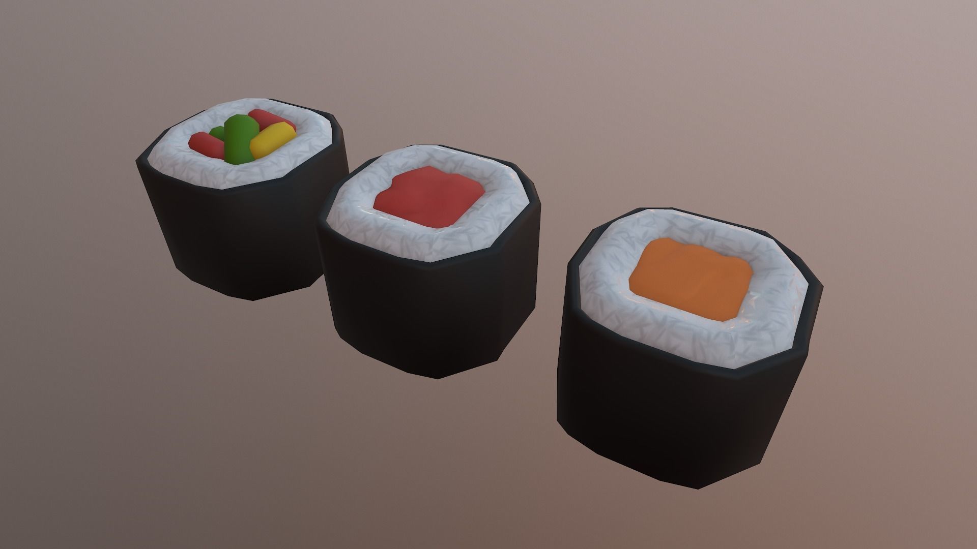 Stylized Sushi Low-poly 3D model_8