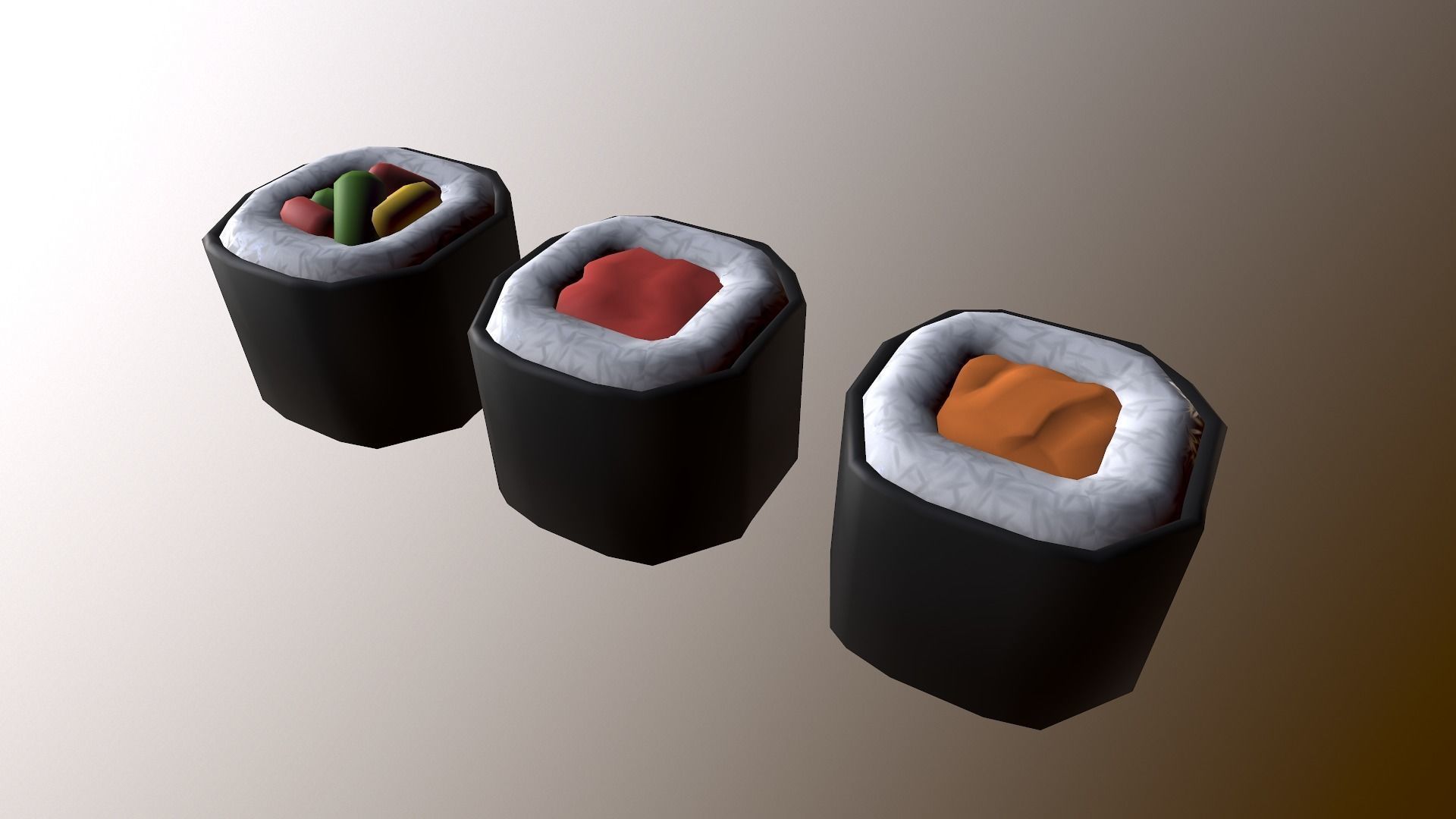 Stylized Sushi Low-poly 3D model_10